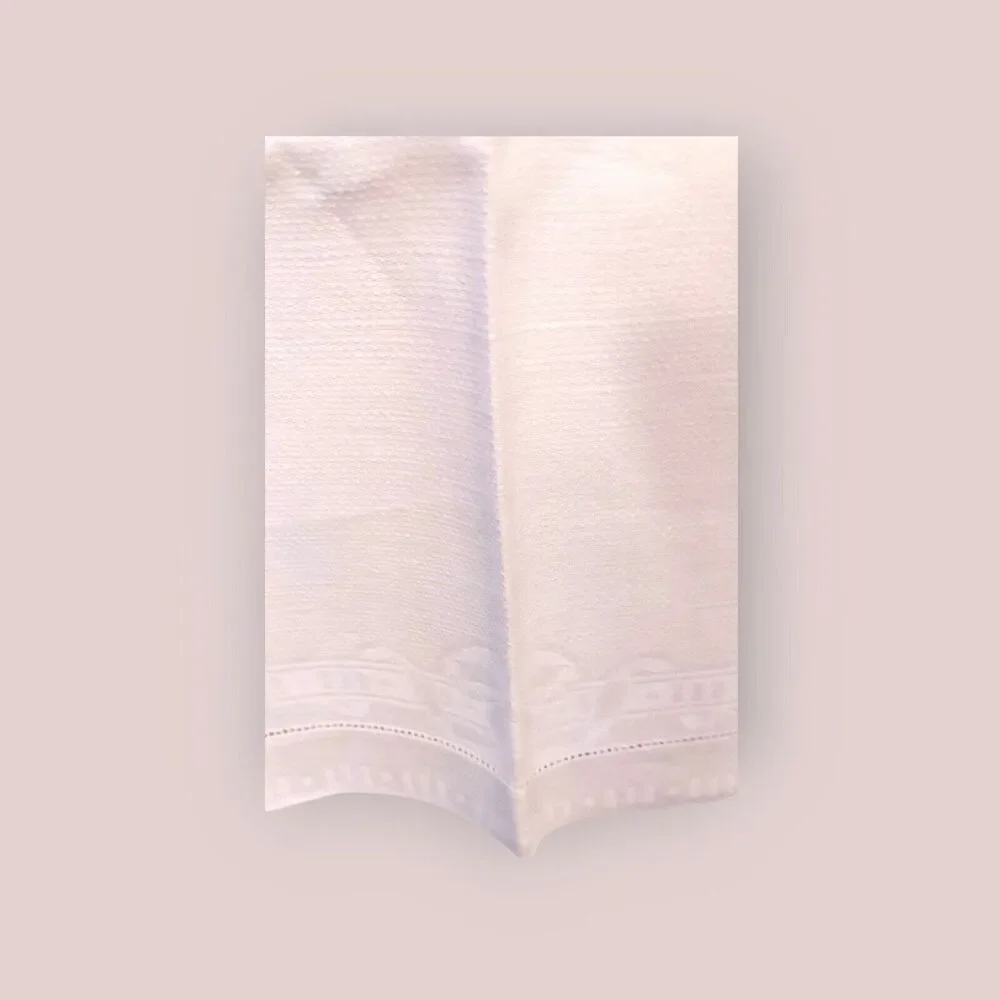 Vintage White Linen Blend Hand Towels: Border Motifs (Set of 3)
